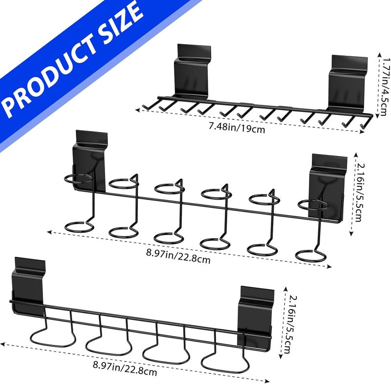 BeapTcely 6 Pcs Slatwall Screwdriver Holders Slatwall Plier Holders Stainless Steel Slat Wall Tool Utility Hooks Accessories Shelving Display Multi-Ring Tool Organizer Racks for Shop Store (6, Black) - Image 2